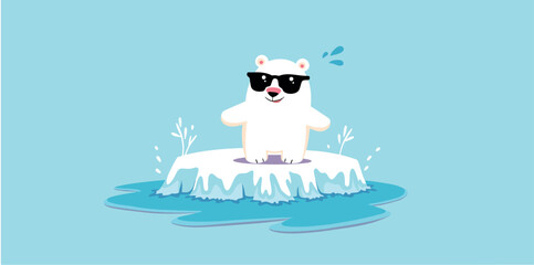 cool bear on melting ice floe