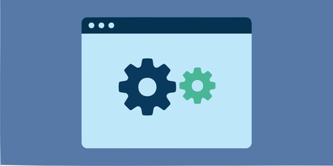 two cogwheel in browser window illustrating settings