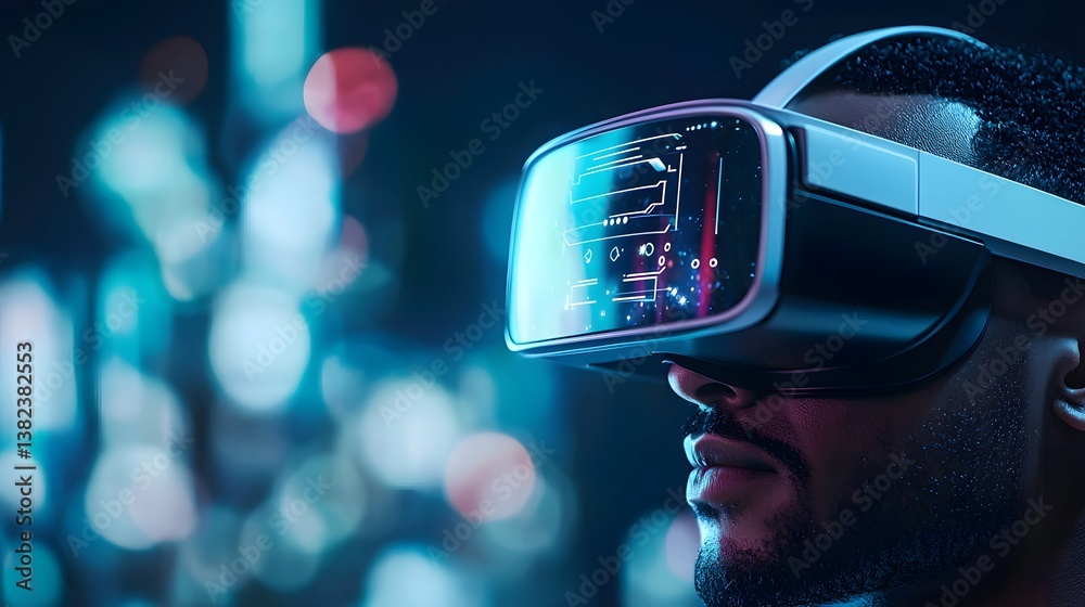 Fototapete ultra-futuristic mixed reality concept, advanced virtual environments overlapping with physical stru