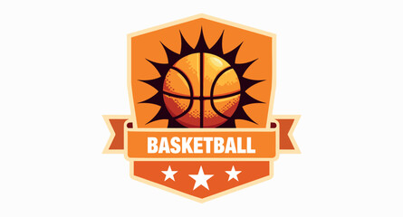 dynamic basketball emblem with sunburst