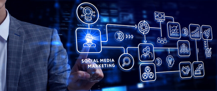 Business, Technology, Internet and network concept. SMM Social Media Marketing.