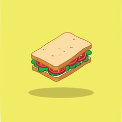 simple cartoon of a sandwich with tomato and greens