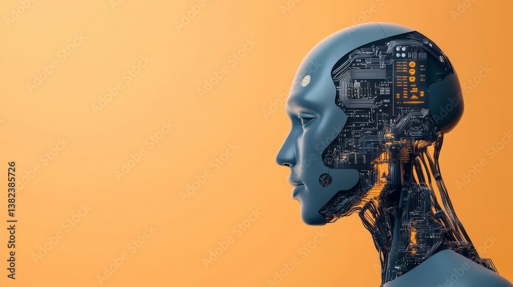 Poster futuristic ai-powered system with speech to text technology displaying advanced features