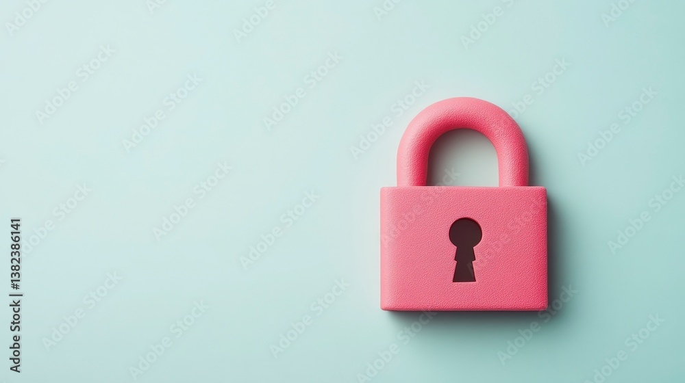 Poster abstract representation of blockchain technology with a secured lock on a soft background