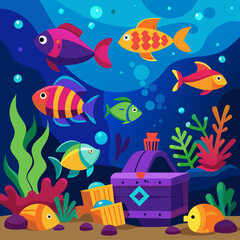 Naklejka premium marine life with fishes