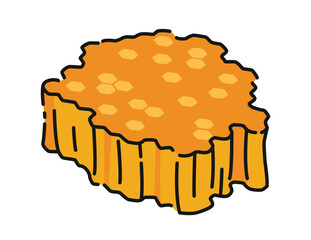 Piece of honeycomb. Vector cartoon illustration isolated on white background