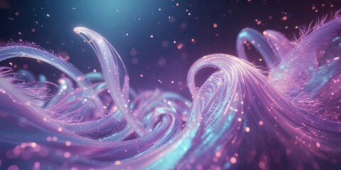 Obraz premium Abstract artwork depicting curves of light and glowing particles.