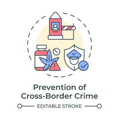Prevention of cross border crime multi color concept icon. Countering drug trafficking. Goal of IBM. Round shape line illustration. Abstract idea. Graphic design. Easy to use in promotional material