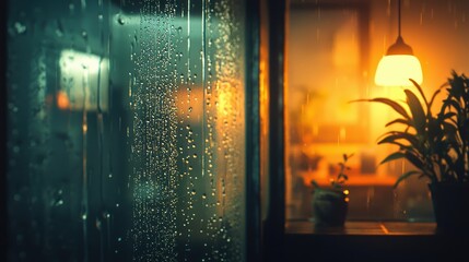 Fototapeta premium Window with Soft Rain and Droplets