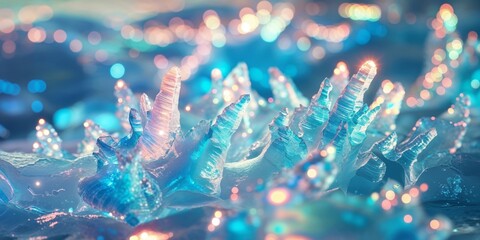 Stunning Abstract Ice Formations Blue Hues and Crystalline Textures