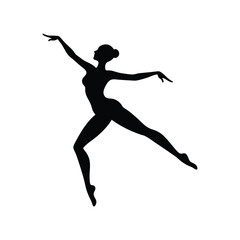 Ballet silhouette of a woman dancer in a jump pose exemplifies the art and fitness of dancing.