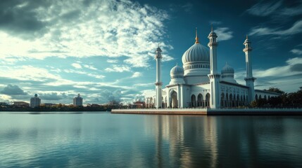Naklejka premium Majestatyczny meczet sułtana Omara Ali Saifuddiena w Bandar Seri Begawan w Brunei