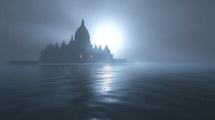 Misty Island Palace at Dawn