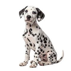Dalmatian Puppy Sitting on Transparent Background