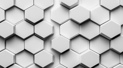 Fototapeta premium Abstract white hexagonal pattern, 3D render, geometric background