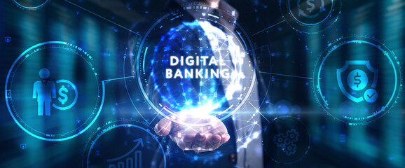Digital bank. Online banking and transaction concept.