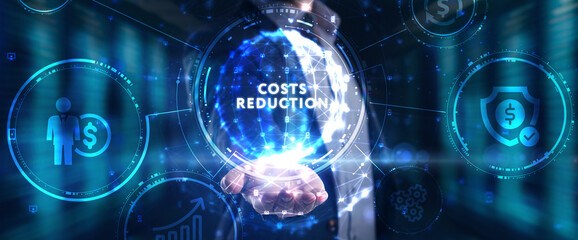 Cost reduction business finance concept on virtual screen. Business, technology concept.