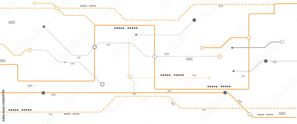 Fototapete Vector Technology connected white lines and dots with electronics elements on tech bg. Digital technology futuristic internet network speed connection white background.