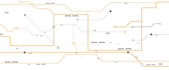 Vector Technology connected white lines and dots with electronics elements on tech bg. Digital technology futuristic internet network speed connection white background.