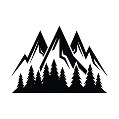 Obraz premium Vector illustration of a winter mountain landscape design with snow-covered trees.