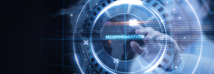 Business, Technology, Internet and network concept. The word Recommendation on the virtual screen.