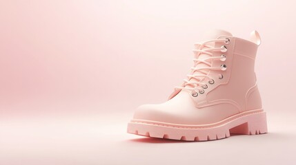 Pink Combat Boot on Pastel Background