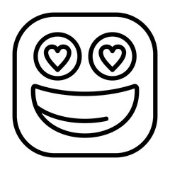 Smiling Face Heart Eye Outline Style Icon