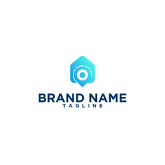 Obraz premium dualmeaning - home maps logo combination blue gradient color for download