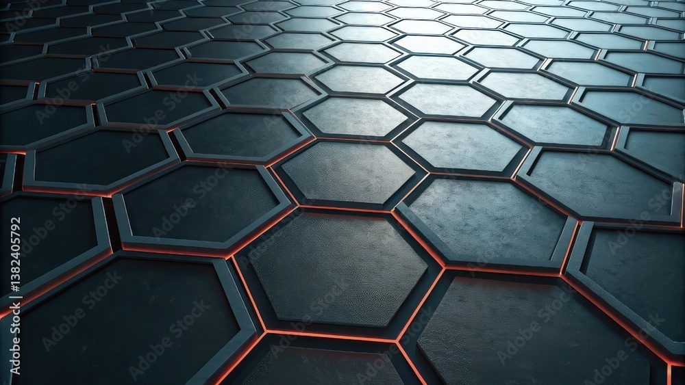 Poster Abstract blue backdrop featuring a seamless 3D hexagonal pattern. abstract background with hexagons