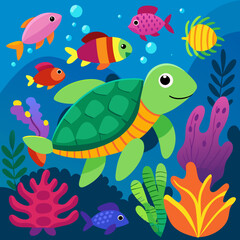 Naklejka premium seamless pattern with marine animals