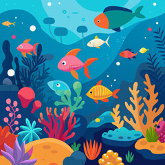 Naklejka premium seamless pattern with fishes