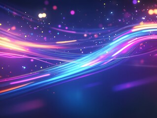 Obraz premium Abstract depiction of colorful light trails and sparkling particles