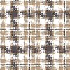 Elegant Pastel mushroom & Classic white Seamless Tartan Fabric Design