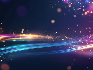 An abstract illustration displaying bright colors and flowing light patterns