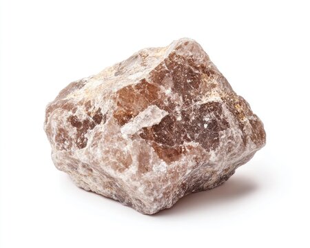 Hornfels Stone. Natural Mineral Rock Macro Close Up on White Background