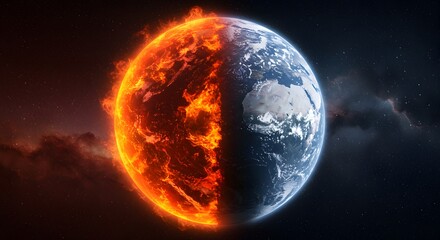 Obraz premium Duality Planet: Fire and Ice