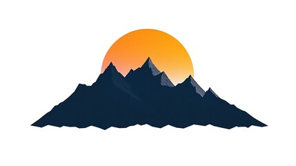 Majestic Mountains Silhouette Underneath a Setting Sun