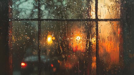 Peaceful Moment with Raindrops on Window Pane