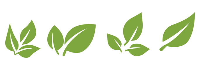 Leaves vector icon set, leaf herb green simple graphic pictogram illustration isolated cut out image, small branch shape silhouette as eco or organic element symbol clip art label