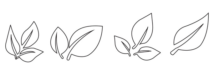 Leaves vector icon set, leaf herb green simple graphic pictogram illustration isolated cut out image, small branch shape silhouette as eco or organic element symbol clip art label