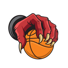 devil hand holding basketball vector illustration design