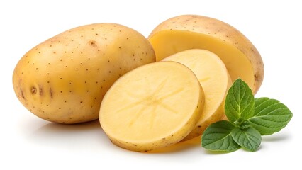 Fresh Yellow Potato Whole and Sliced with Starchy Texture V7