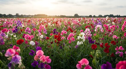 Obraz premium Sunset Symphony of Sweet Peas AI Generated
