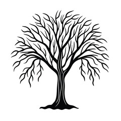Obraz premium Black vector tree silhouette, a symbol of life's growth