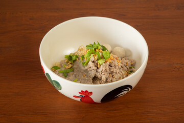 Close-up food photography cozy meat bowl in the kitchen