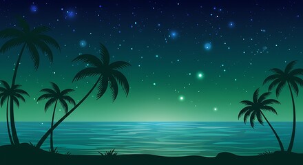 Midnight Palms & Celestial Glow AI Generated