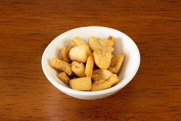 Crunchy snack delight kitchen food photography neutral background close-up healthy eating