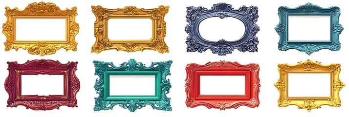 A Collection of Ornate Picture Frames in Bright and Vibrant Colors