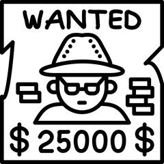 Criminal Wanted Poster Icon