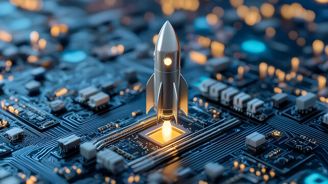Glowing Rocket Launching from a Circuit Board